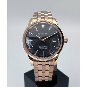 Custom Seiko Mod • Rose Gold Diamond Sakura Presage on Bracelet • 33mm
